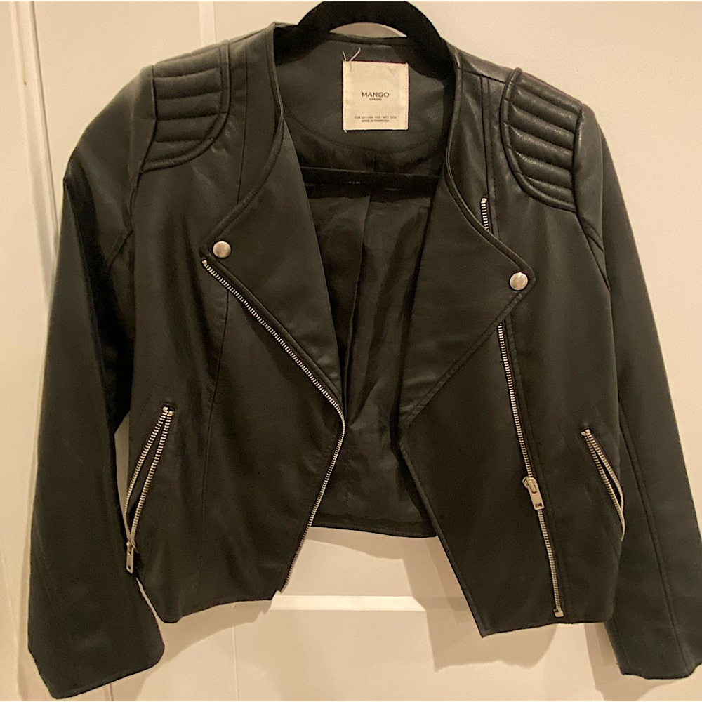 Mango Vegan Leather Moto Jacket